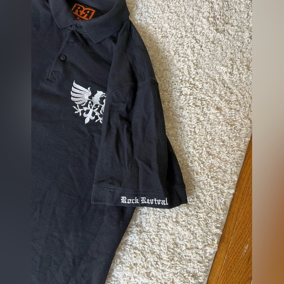 Men’s XL Rock Revival Black Polo - Picture 3 of 6